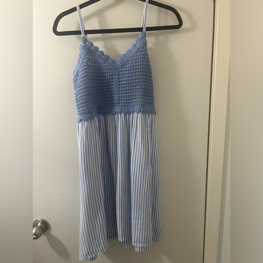 SO Blue Striped Midi Dress